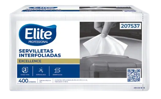 Guardanapo Interfolhado Folha Dupla – Pacote com 400 folhas – Elite