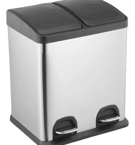 Lixeira Inox Redonda c/ Pedal DUPLA 30L (2x15L)