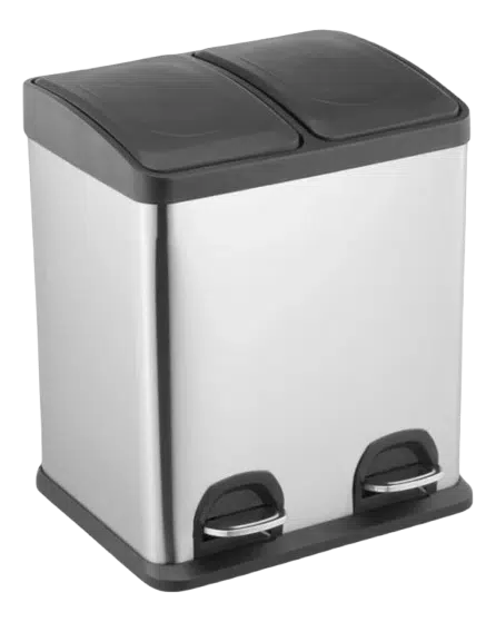 Lixeira Inox Redonda c/ Pedal DUPLA 30L (2x15L)