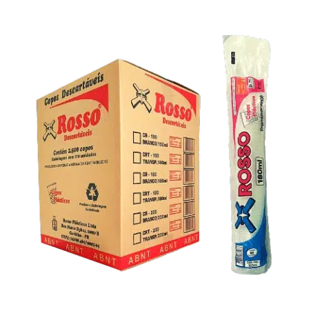 Caixa de Copo Transparente 180ml com 25 resmas de 100 unidades - c/ 2.500 copos - Rosso