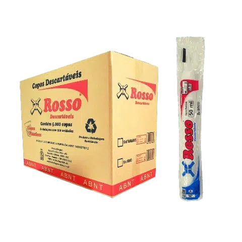 Caixa de Copo 50ml Branco com 100 tiras de 50 unidades  - c/ 5.000 copos - Rosso