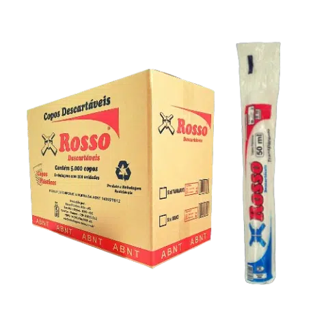 Caixa de Copo 50ml Transparente com 100 tiras de 50 unidades  - c/ 5.000 copos - Rosso