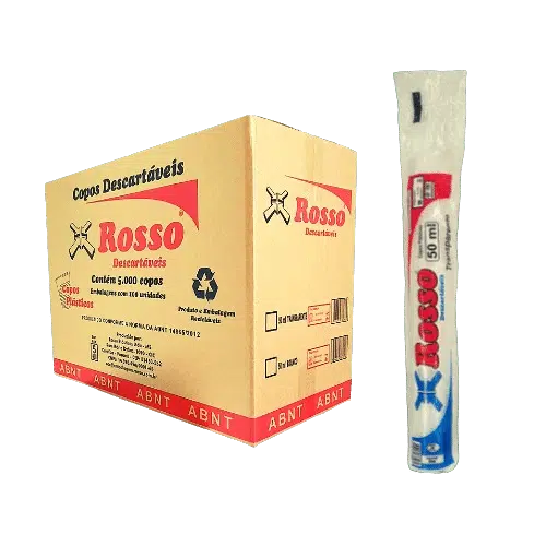 Caixa de Copo 50ml Transparente com 100 tiras de 50 unidades  – c/ 5.000 copos – Rosso