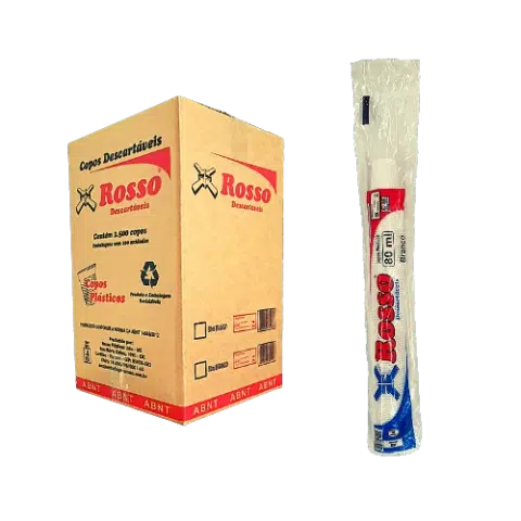 Caixa de Copo 80ml Branco com 25 resmas de 100 unidades - c/ 2.500 copos - Rosso