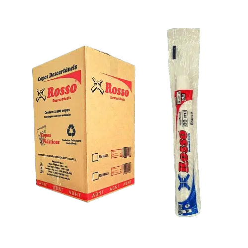 Caixa de Copo 80ml Branco com 25 resmas de 100 unidades – c/ 2.500 copos – Rosso